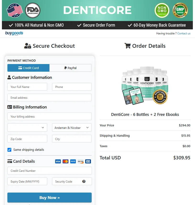 denticore-secure-checkout-page